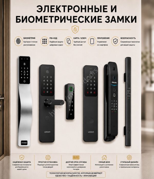 Умный электронный замок с биометрическим сканером для входной двери